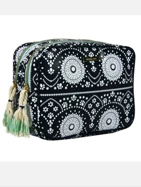 Sophia Joy Blue Paisley Double Sided Zip Top Travel Makeup Accessory Case NWT